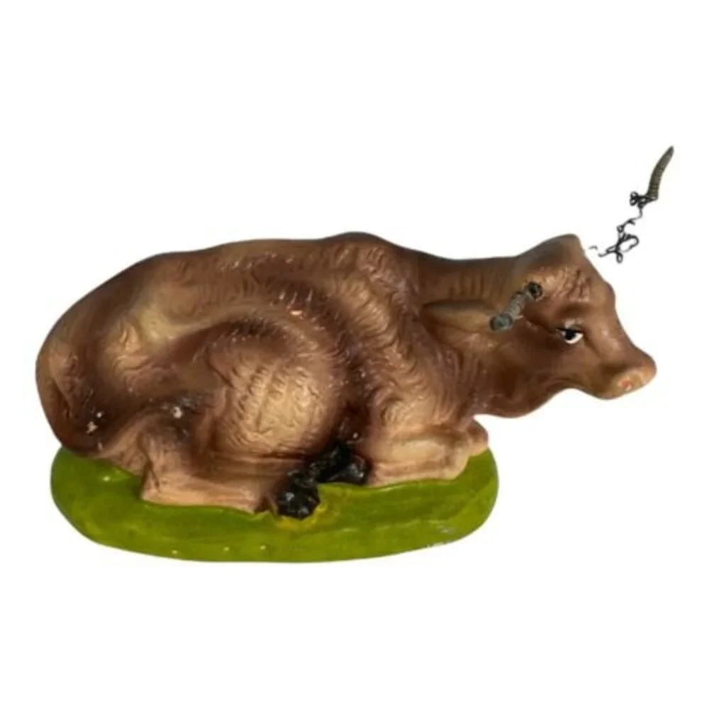 Vintage Christmas Nativity Figure Animal Cow Bull Paper Mache  Japan Replacement